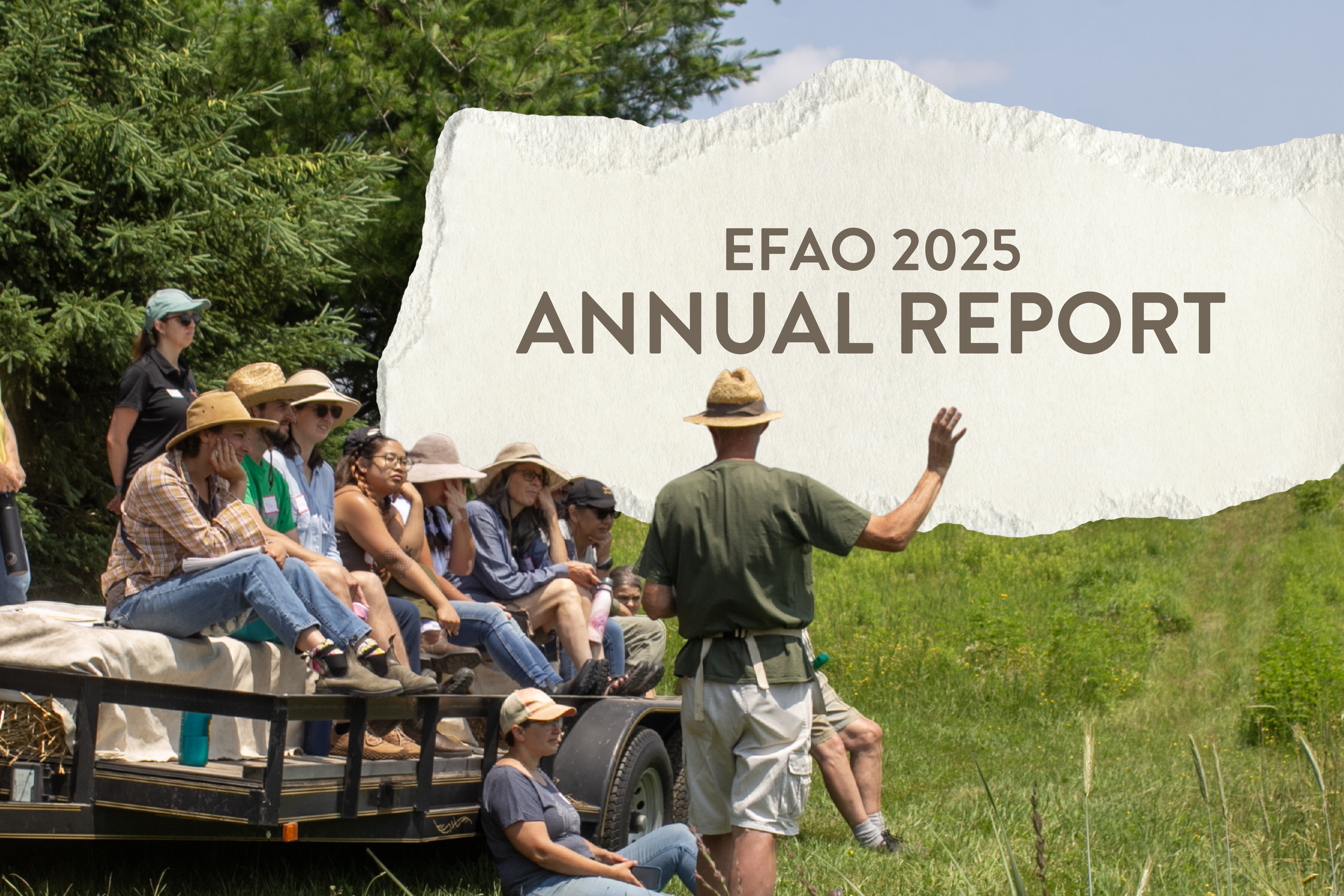 A photo from a field day and a banner with the text "EFAO 2025 Annual Report"