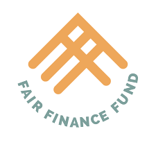 Orange logo of overlapping letter Fs, with the text "Fair finance fund" below
